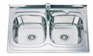 Санитарен фаянс Кухненски мивки Inter Ceramic Двойна мивка алпака с борд SS8060P