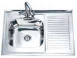Санитарен фаянс Кухненски мивки Inter Ceramic Единична мивка алпака с борд ICK 8060P L/R